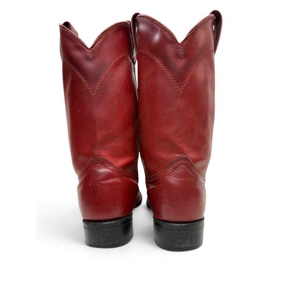 Laredo Western Cowboy Boots Womens Size 6.5 Smooth Red Leather Round Toe Pull On - Picture 4 of 10